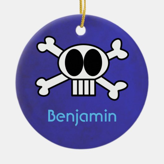 Personeelsbeenderen Cute Skull en Crossbones Keramisch Ornament (Voorkant)
