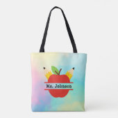 Personeelsdocent Apple | Waterverf regenboog Tote Bag (Achterkant)