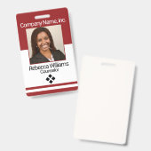 Personeelsfoto Badge - Donkerrood (Voor- en achterkant)