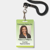 Personeelsfoto Badge - Groen met Stippen (Voorzijde met lanyard)