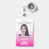 Personeelsfoto Badge - Roze (Voorzijde met uittrekbare clip)