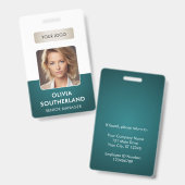 Personeelsfoto bedrijfslogo groene beveiligings-ID Badge (Voor- en achterkant)