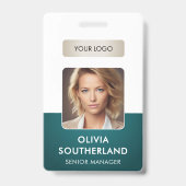Personeelsfoto bedrijfslogo groene beveiligings-ID Badge (Voorzijde)