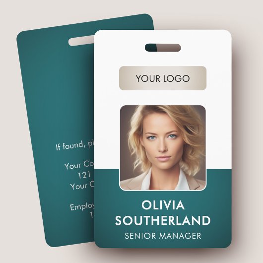Personeelsfoto bedrijfslogo groene beveiligings-ID Badge