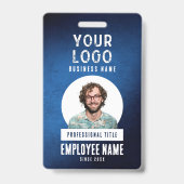 Personeelsfoto Blauwe Grunge Gradiënt Zakelijk Badge (Voorzijde)