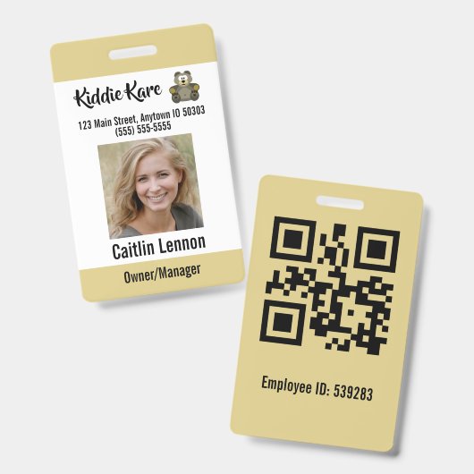 Personeelsfoto-ID Badge (Voor- en achterkant)
