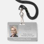 Personeelsfoto ID-badge | Grijs | QR-code optionee Badge (Voorzijde met lanyard)