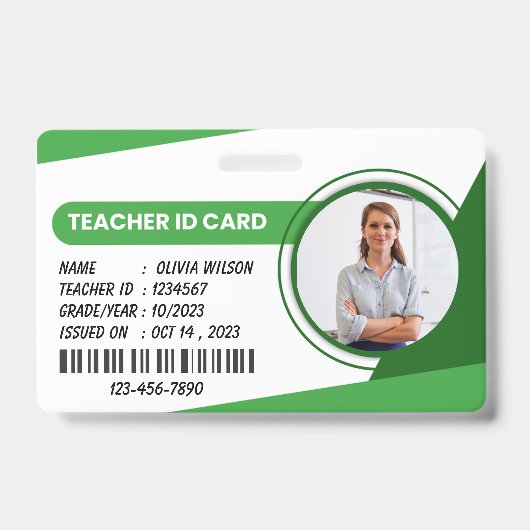 Personeelsfoto ID-badge voor docenten Badge (Voorzijde)