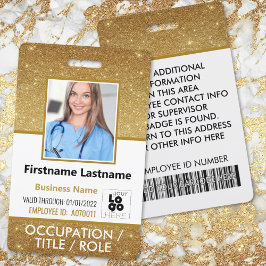Personeelsfoto ID-barcode Logo 14K goud glitters Badge