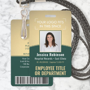 Personeelsfoto ID Barcodelogo Groen & Gouden Curve Badge