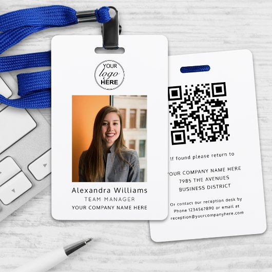 Personeelsfoto ID Bedrijfsbeveiliging QR-code Badge