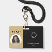 Personeelsfoto ID Bedrijfslogo Personeel Badge (Voorzijde met lanyard)