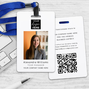 Personeelsfoto ID Bedrijfslogo QR-code Beveiliging Badge