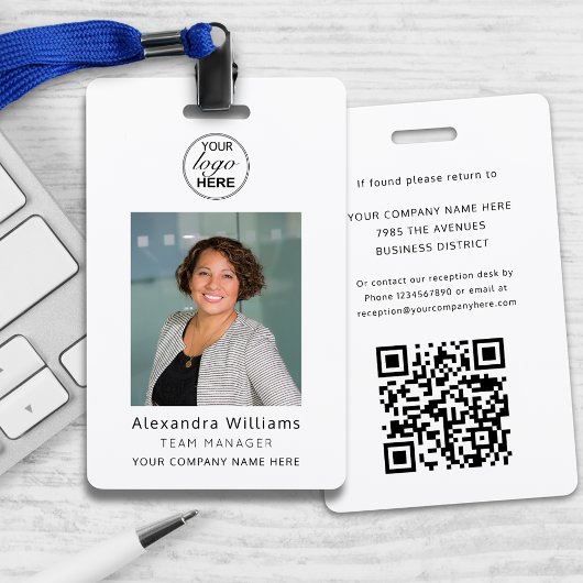 Personeelsfoto ID Bedrijfslogo QR-code Beveiliging Badge