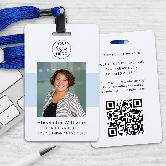 Personeelsfoto ID Bedrijfslogo QR-codebeveiliging Badge