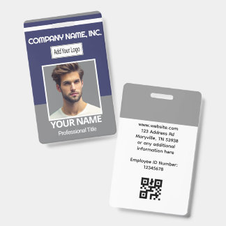 Personeelsfoto ID - Grijs, Wit, Marineblauw Badge