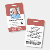 Personeelsfoto ID-kaart Barcode Logo Rectory Rood  Badge (Voor- en achterkant)