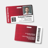 Personeelsfoto ID logo streepjescode modern linnen Badge (Voor- en achterkant)