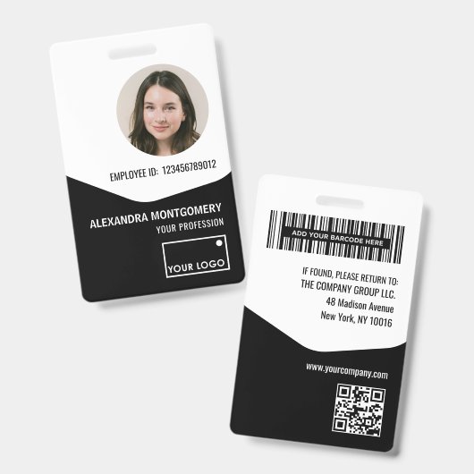 Personeelsfoto ID Logo Streepjescode QR-code Naam Badge (Voor- en achterkant)