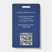 Personeelsfoto ID met QR-code en bedrijfslogo Badge (Achterkant)