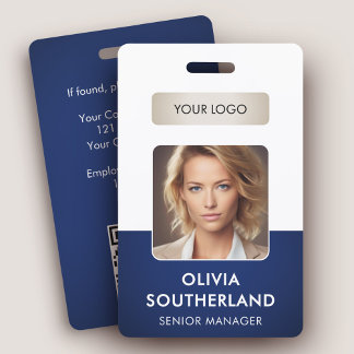 Personeelsfoto ID met QR-code en bedrijfslogo Badge
