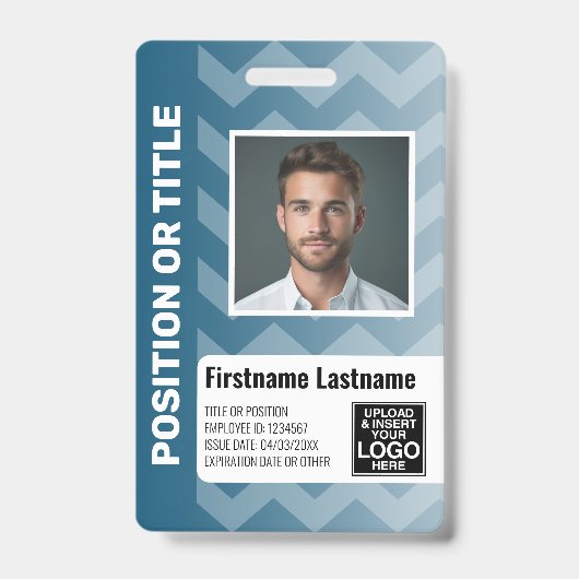 Personeelsfoto ID - moderne chevron, logo streepje Badge (Voorzijde)