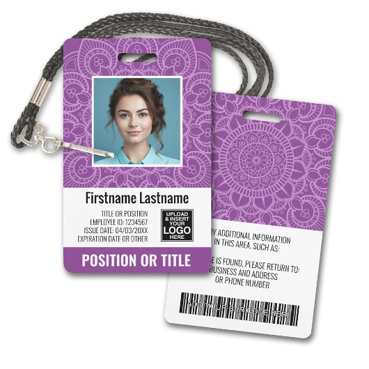 Personeelsfoto ID - moderne mandala, logo, streepj Badge