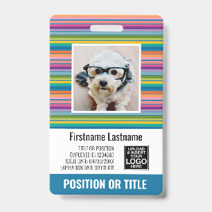 Personeelsfoto ID - moderne strepen, logo, streepj Badge