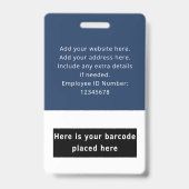Personeelsfoto ID Naam Barcode Logo Bedrijfslogo Badge (Achterkant)