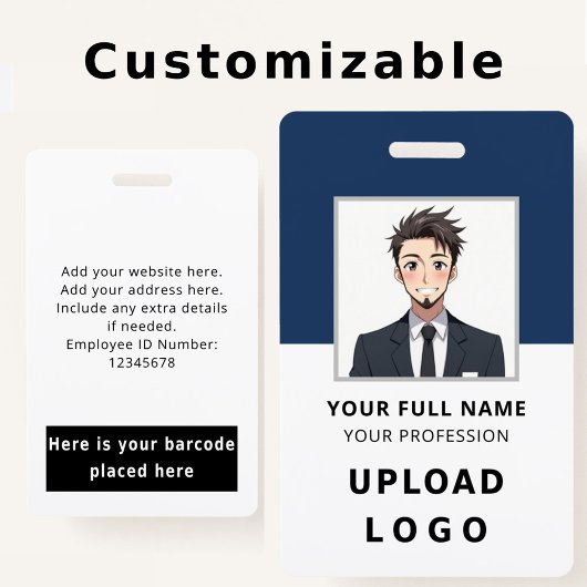 Personeelsfoto ID Naam Barcode Logo Bedrijfslogo Badge