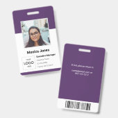 Personeelsfoto ID Paars Badge (Voor- en achterkant)