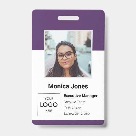 Personeelsfoto ID Paars Badge (Voorzijde)