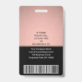 Personeelsfoto ID QR Barcode Logo Roze Roségoud Badge (Achterkant)