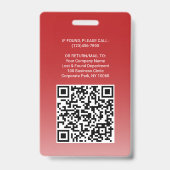 Personeelsfoto ID QR Barcode Uw Logo Rode Boog Badge (Achterkant)