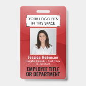 Personeelsfoto ID QR Barcode Uw Logo Rode Boog Badge (Voorzijde)