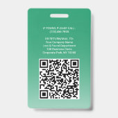 Personeelsfoto ID QR-code Uw logo groene boog Badge (Achterkant)