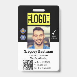 Personeelsfoto ID QR-code Zwart Badge