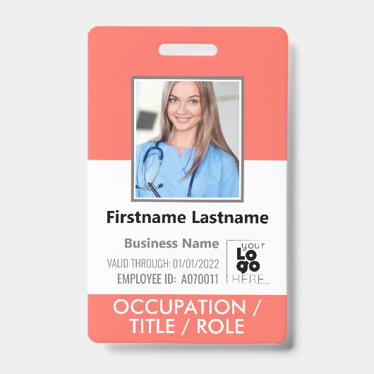Personeelsfoto ID Streepjescode Logo Levend Koraal Badge (Voorzijde)