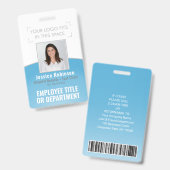 Personeelsfoto ID-streepjescode Uw logo blauwe cur Badge (Voor- en achterkant)