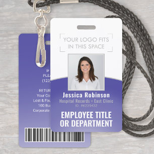 Personeelsfoto ID-streepjescode Uw logo paarse cur Badge