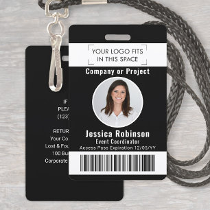 Personeelsfoto ID-streepjescode Zwart en Wit Toega Badge