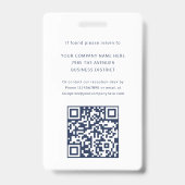 Personeelsfoto ID Uw logo hier QR-codebeveiliging Badge (Achterkant)