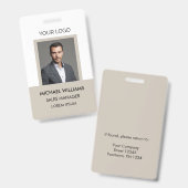 Personeelsfoto ID Wit Beige Badge (Voor- en achterkant)