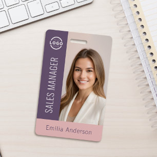 Personeelsfoto ID Zakelijk Logo Vet Roze Paars Badge