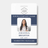 Personeelsfoto Logo QR-code Navyblauw Wit  Badge (Voorzijde)