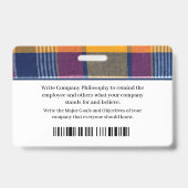 Personeelsfoto Logo Streepjescode ID-kaart Badge (Achterkant)