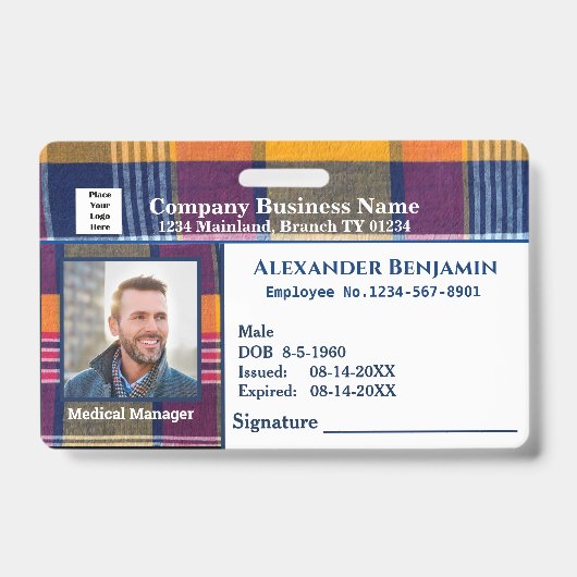 Personeelsfoto Logo Streepjescode ID-kaart Badge (Voorzijde)