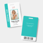 Personeelsfoto Logo Turquoise Badge (Voor- en achterkant)
