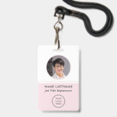 Personeelsfoto met roze logo ID-badge Badge (Voorzijde met lanyard)