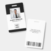 Personeelsfoto Modern Zakelijk Zwart Badge (Voor- en achterkant)